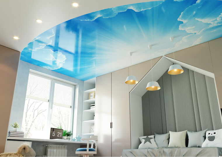 Двухуровневый потолок с фотопечатью