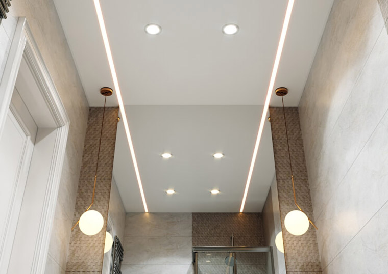 Потолок со световыми линиями