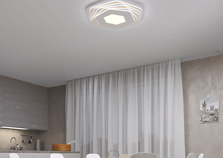 Классический белый матовый потолок в кухне